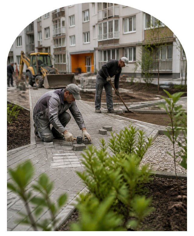 Благоустройство двора многоквартирного дома в Лысьве