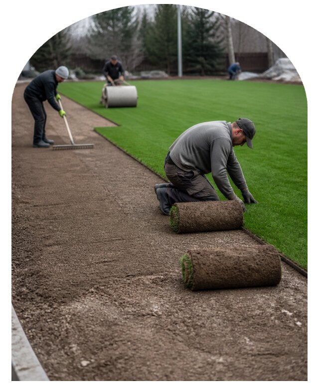 Устройство спортивного газона под ключ для площадок в Лысьве